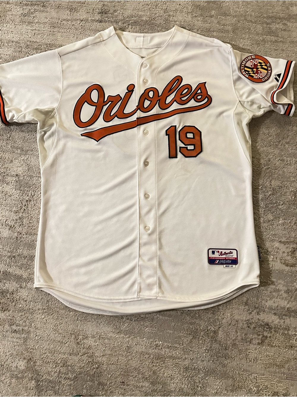 Majestic White Jersey Patch with Red and Blue Accent